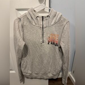 PINK Victoria's Secret Light Gray Half-Zip Hoodie